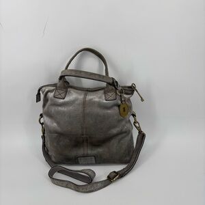 Fossil Metallic Gray Shoulder Bag